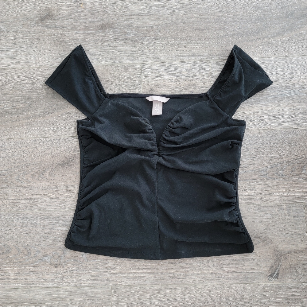 H&M gathered top black M